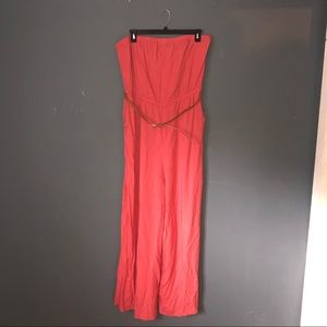 Plus Halter Top Wide Leg Jumpsuit w. Belt
